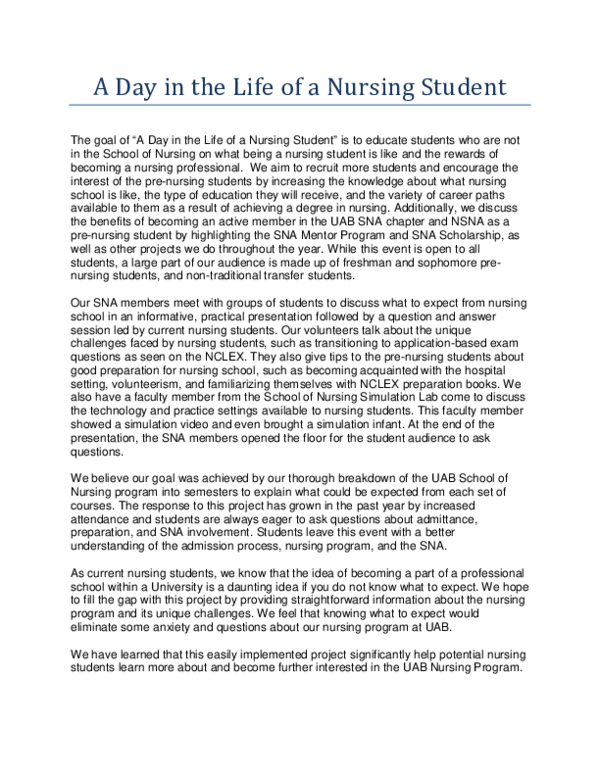 (PDF) A Day in the Life of a Nursing Student During a Hospice Rotation