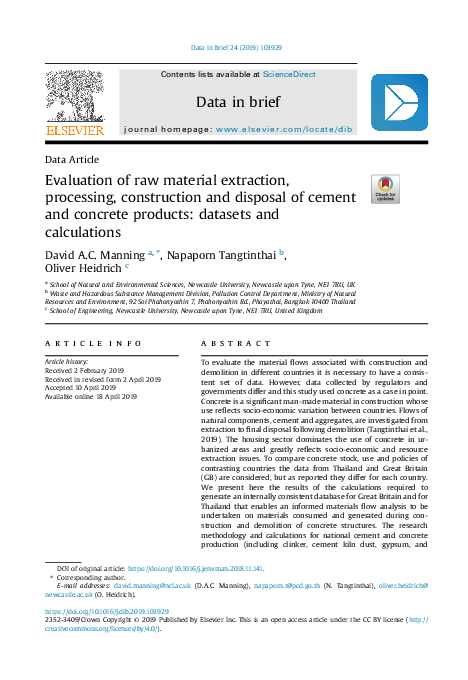(PDF) Evaluation of raw material extraction, processing, construction ...