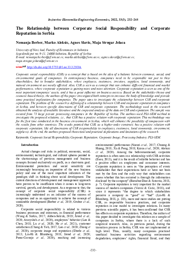(PDF) The Relationship Between Corporate Social Responsibility and ...