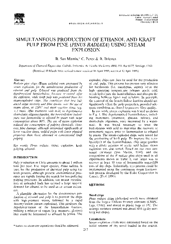 (PDF) Simultaneous production of ethanol and kraft pulp from pine ...