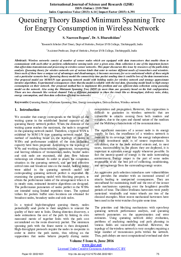 (PDF) Queueing Theory Based Minimum Spanning Tree for Energy ...