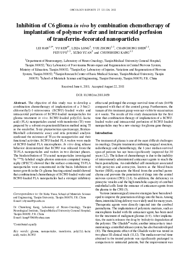 (PDF) Inhibition of C6 glioma in vivo by combination chemotherapy of ...