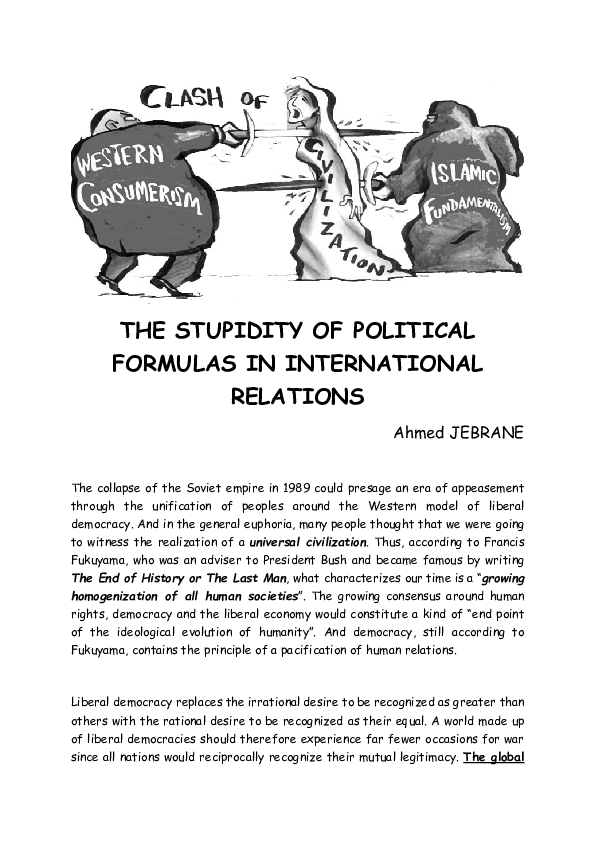 (PDF) THE STUPIDITY OF POLITICAL FORMULAS IN INTERNATIONAL RELATIONS