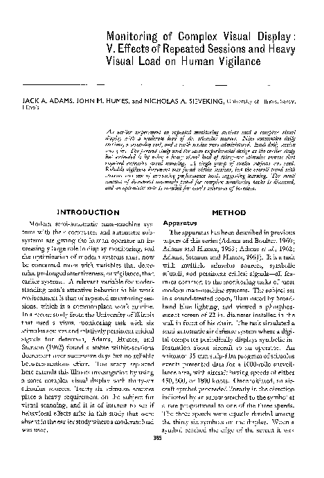 (PDF) Monitoring of Complex Visual Display: V. Effects of Repeated ...