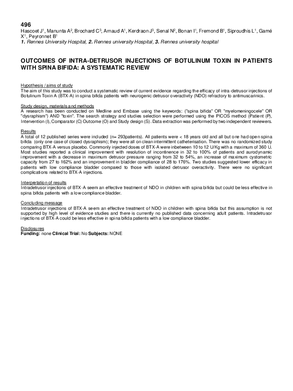 (PDF) Outcomes of intra-detrusor injections of botulinum toxin in ...