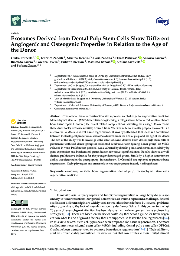(PDF) Exosomes Derived from Dental Pulp Stem Cells Show Different ...