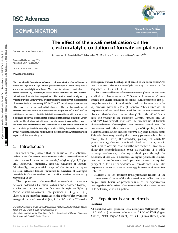 (PDF) The effect of the alkali metal cation on the electrocatalytic ...
