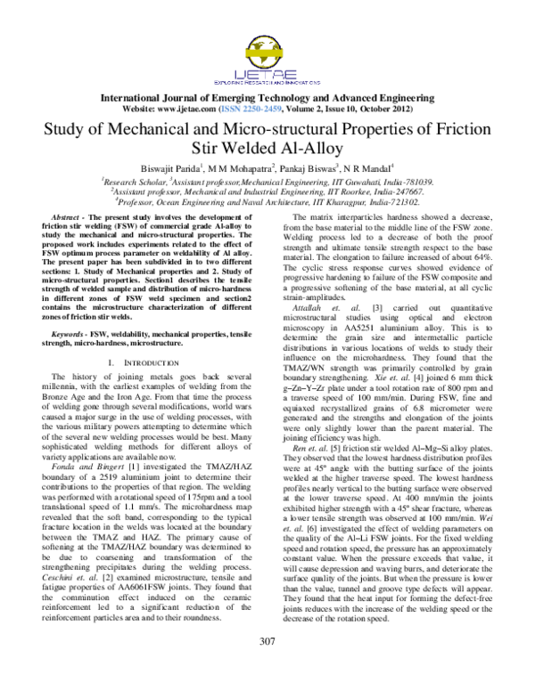 (PDF) A Study of Mechanical and Micro Structural Properties of Friction ...