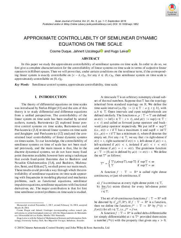 (PDF) Approximate Controllabilty of Semilinear Dynamic Equations on ...