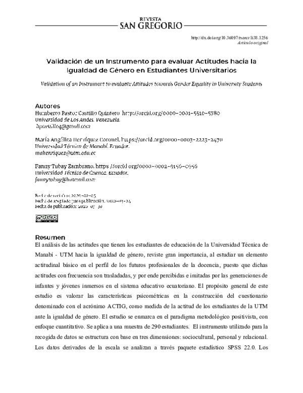 (PDF) Validación de un Instrumento para evaluar Actitudes hacia la ...