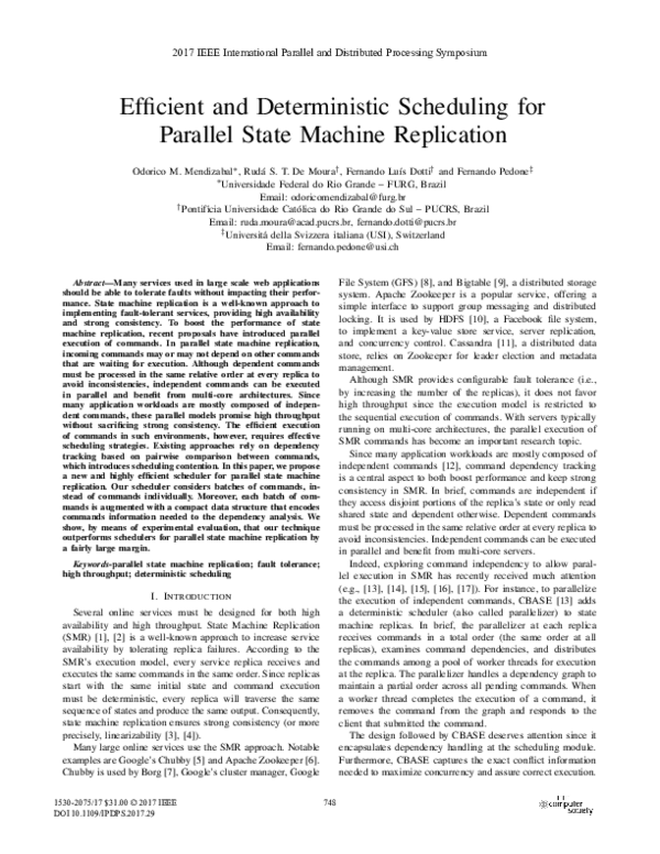 (PDF) Efficient and Deterministic Scheduling for Parallel State Machine ...