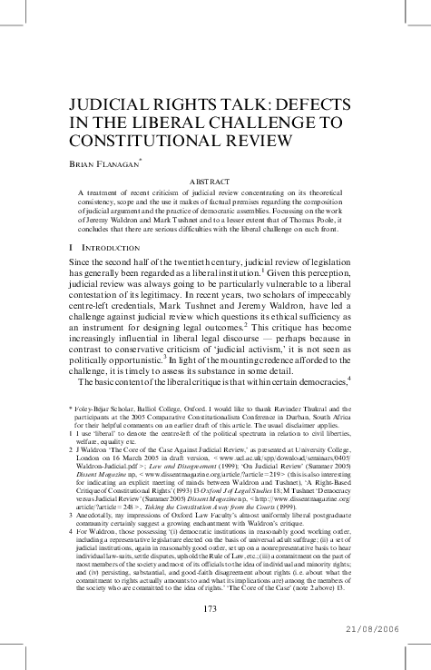 (PDF) Judicial Rights Talk: Defects in the Liberal Challenge to ...