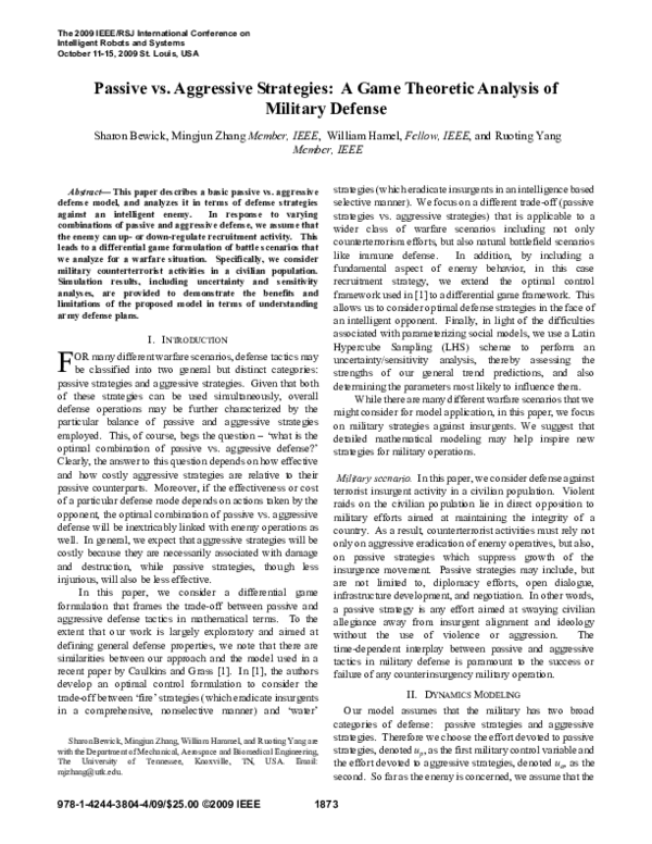 (PDF) Passive vs. aggressive strategies: A game theoretic analysis of ...