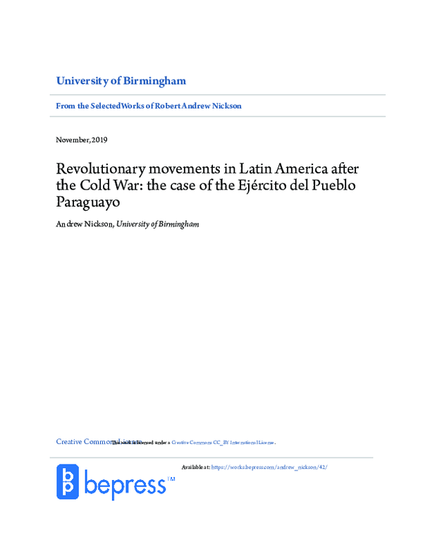 (PDF) Revolutionary Movements in Latin America after the Cold War: The ...