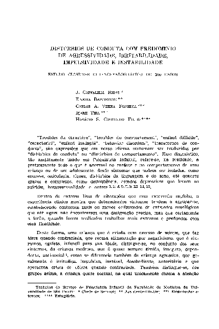 (PDF) Distúrbios de conduta com predomínio de agressividade ...