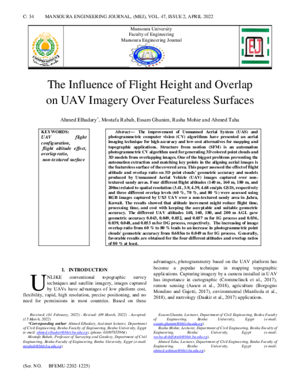 (PDF) The Influence of Flight Height and Overlap on UAV Imagery Over ...