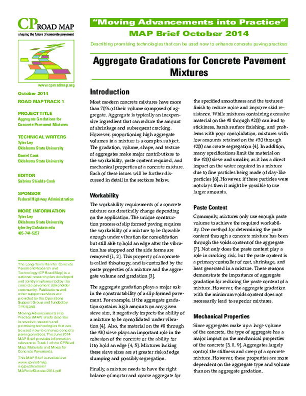 (PDF) Aggregate Gradations for Concrete Pavement Mixtures