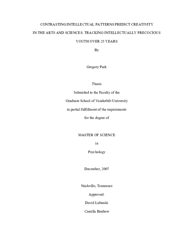 (PDF) Contrasting Intellectual Patterns Predict Creativity in the Arts ...