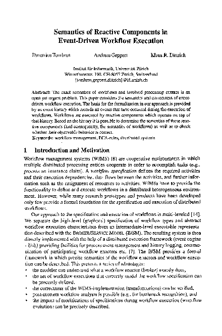 (PDF) Semantics of reactive components in event-driven workflow execution