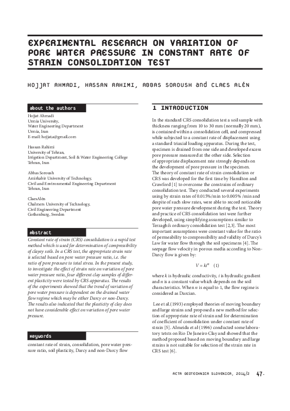(PDF) Experimental Research on Variation of Pore Water Pressure in ...