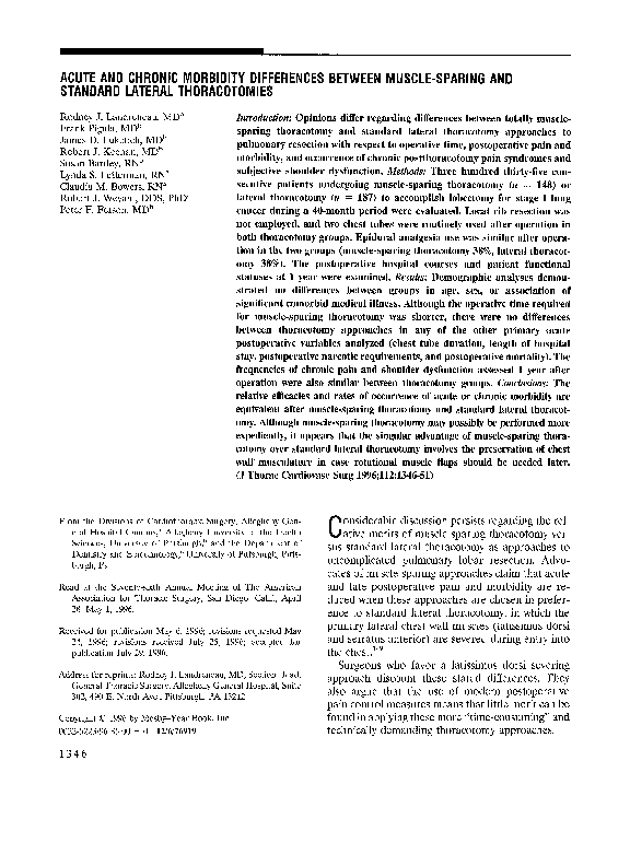 (PDF) Acute and chronic morbidity differences between musclesparing and standard lateral