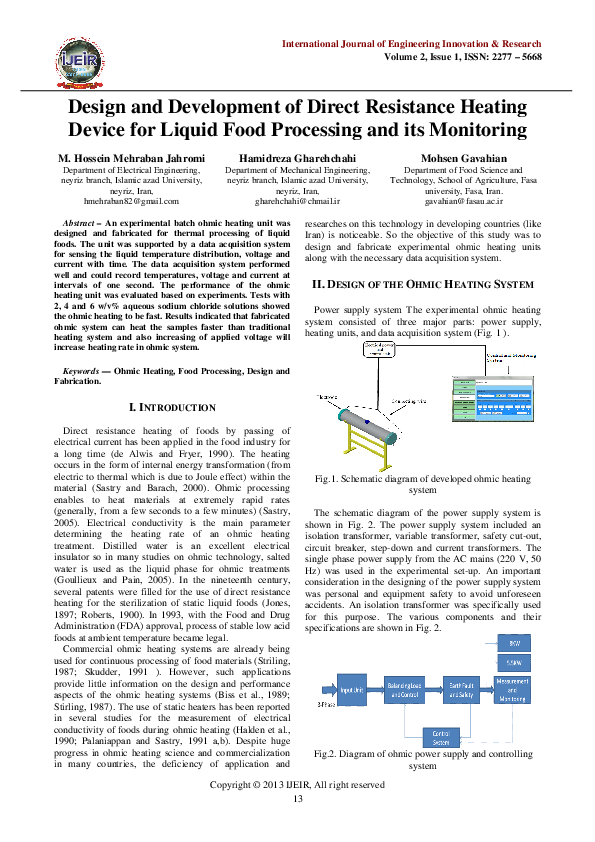 (PDF) Design and Development of Direct Resistance Heating Device for ...