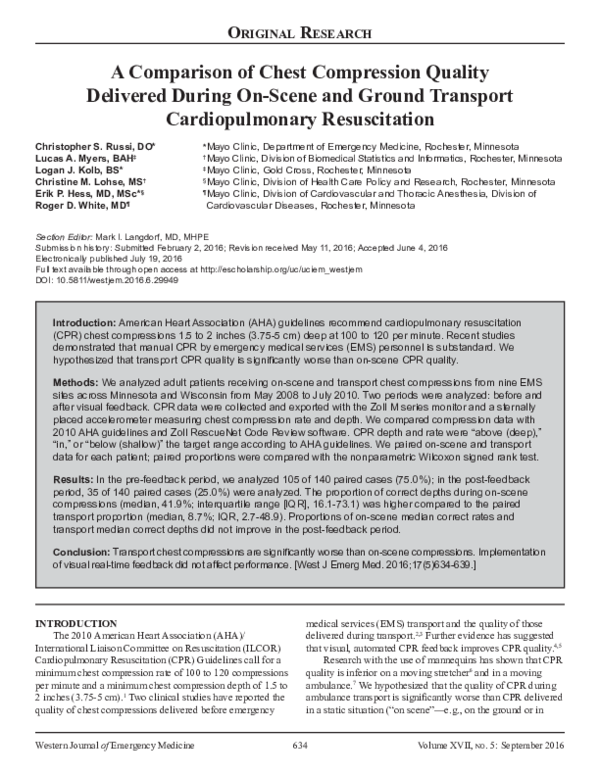 (PDF) A Comparison of Chest Compression Quality Delivered During On ...