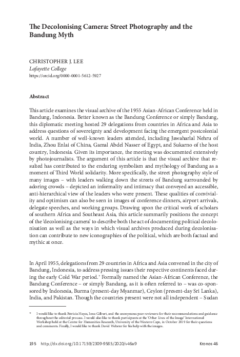 (PDF) The Decolonising Camera: Street Photography and the Bandung Myth