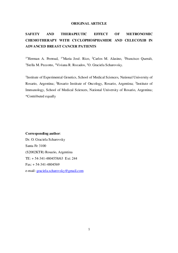 (PDF) Safety and therapeutic effect of metronomic chemotherapy with ...