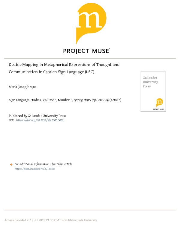 (PDF) Double Mapping in Metaphorical Expressions of Thought and ...