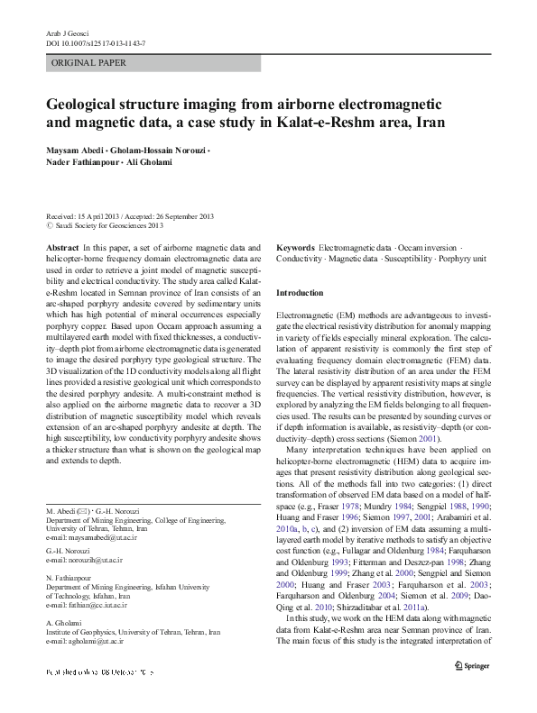 (PDF) Geological structure imaging from airborne electromagnetic and ...