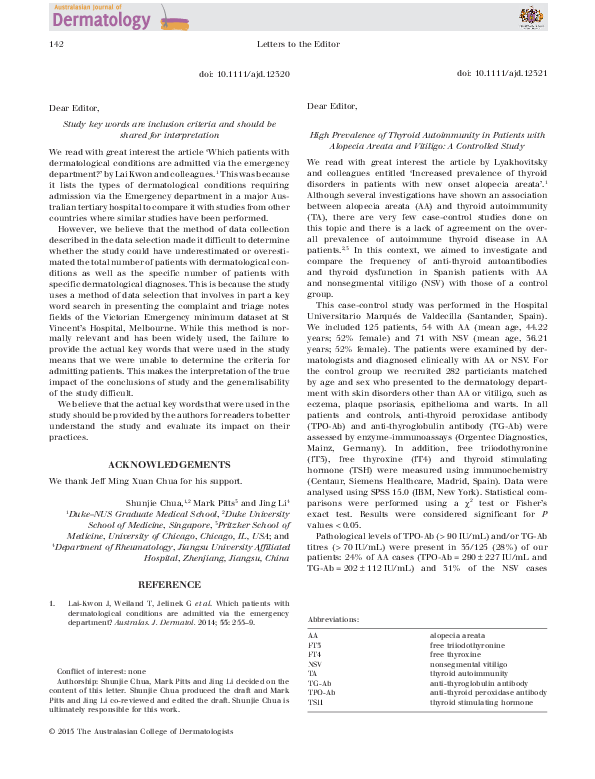 (PDF) High Prevalence of Thyroid Autoimmunity in Patients with Alopecia ...