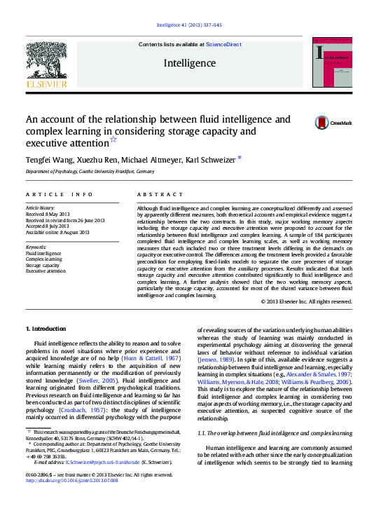 (PDF) An account of the relationship between fluid intelligence and ...