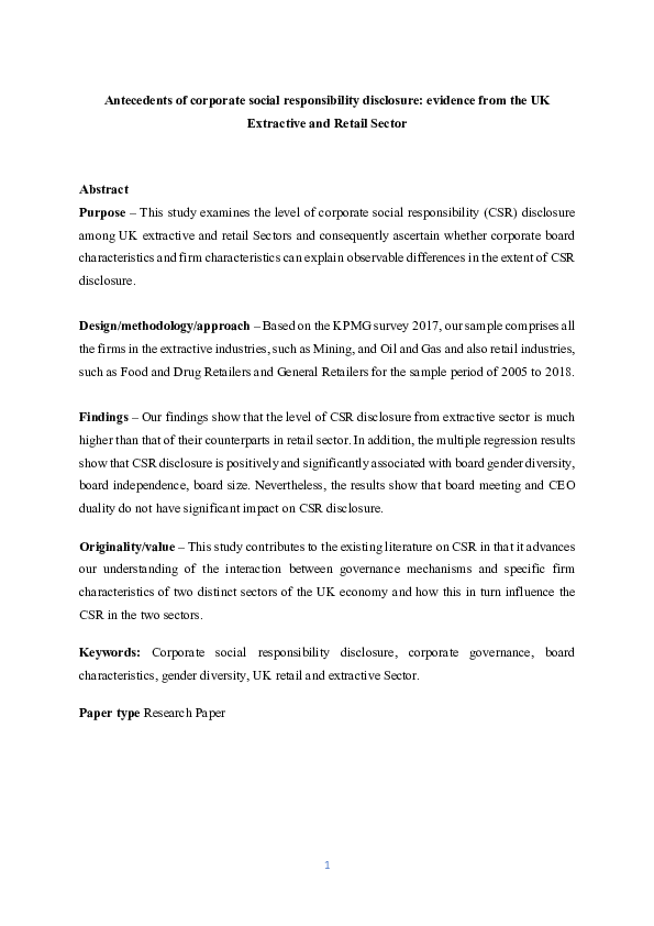 (PDF) Antecedents of corporate social responsibility disclosure ...