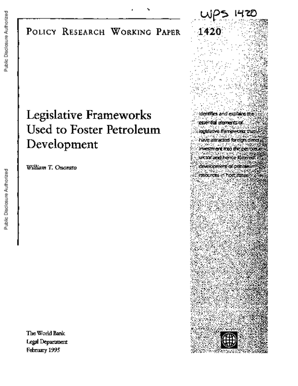 (PDF) Legislative Frameworks Used to Foster Petroleum Development