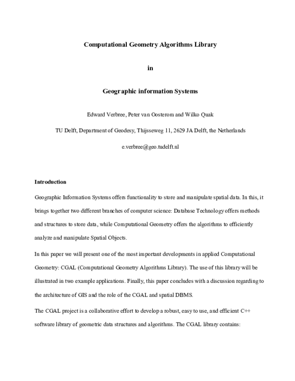 (PDF) Computational Geometry Algorithms Library in Geographic ...