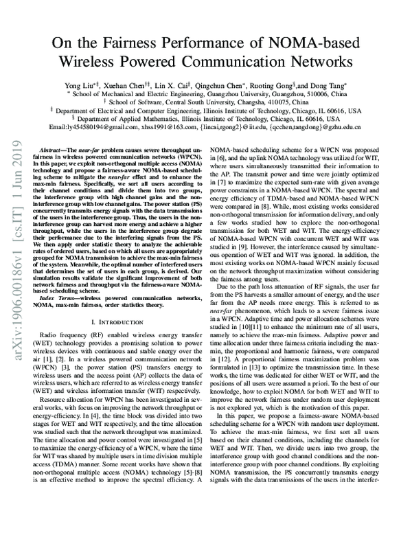 (PDF) On the Fairness Performance of NOMA-Based Wireless Powered ...
