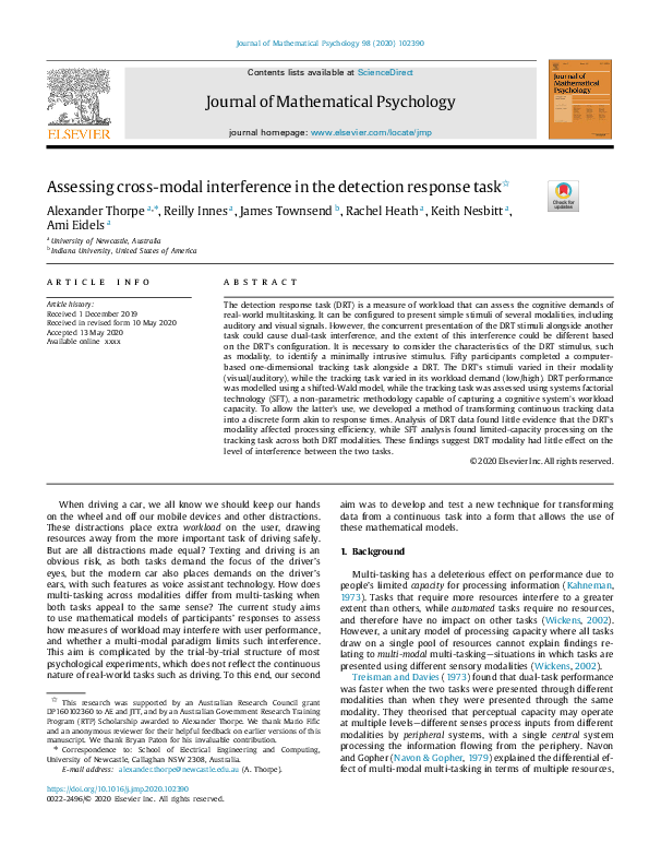 (PDF) Assessing cross-modal interference in the detection response task