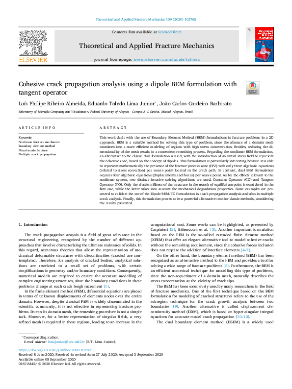 (PDF) Cohesive crack propagation analysis using a dipole BEM ...