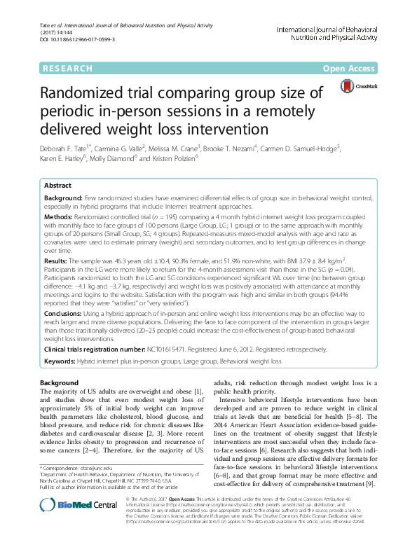 (PDF) Randomized trial comparing group size of periodic in-person ...