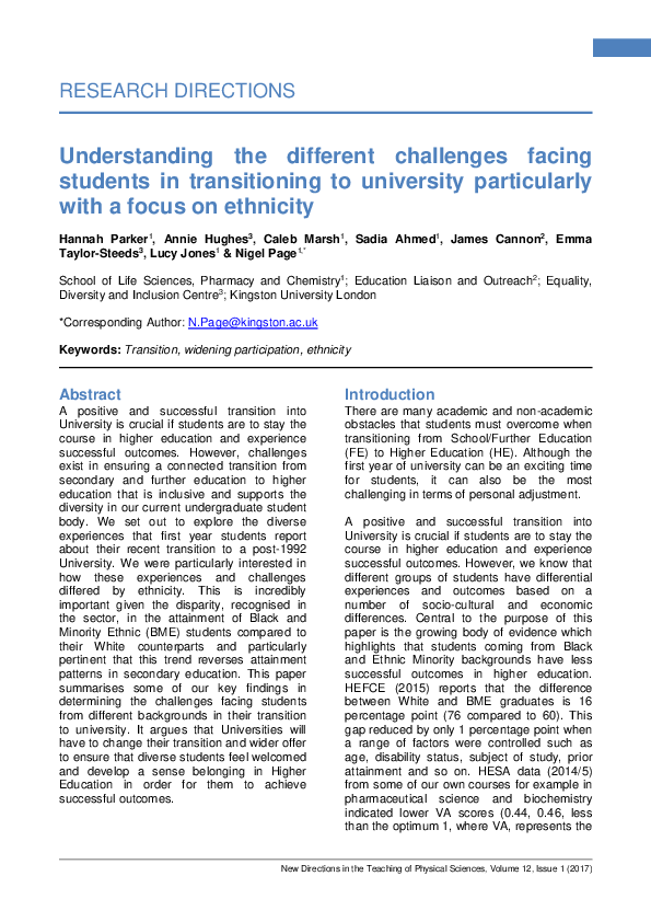 (PDF) Understanding the different challenges facing students in ...