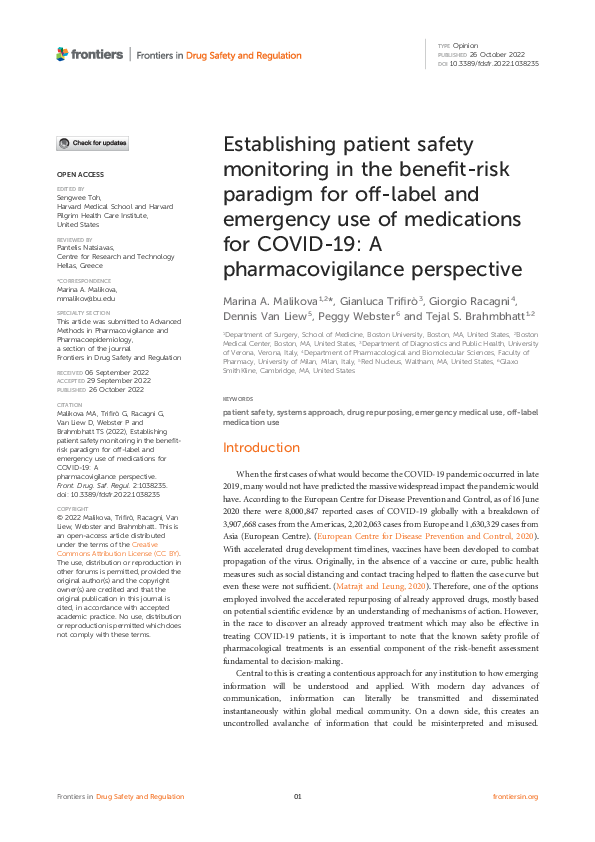 (PDF) Establishing patient safety monitoring in the benefit-risk ...