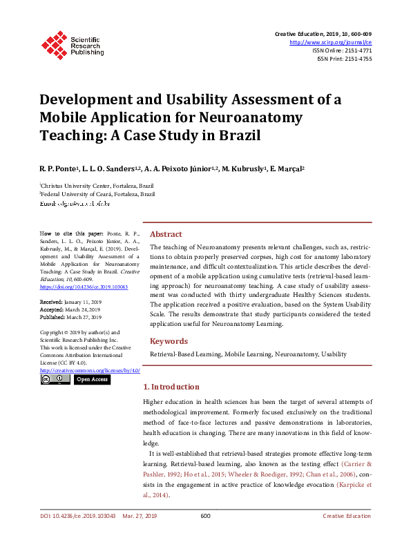 (PDF) Development and Usability Assessment of a Mobile Application for ...