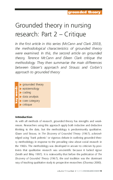 (PDF) Grounded theory in nursing research: Part 2 – Critique