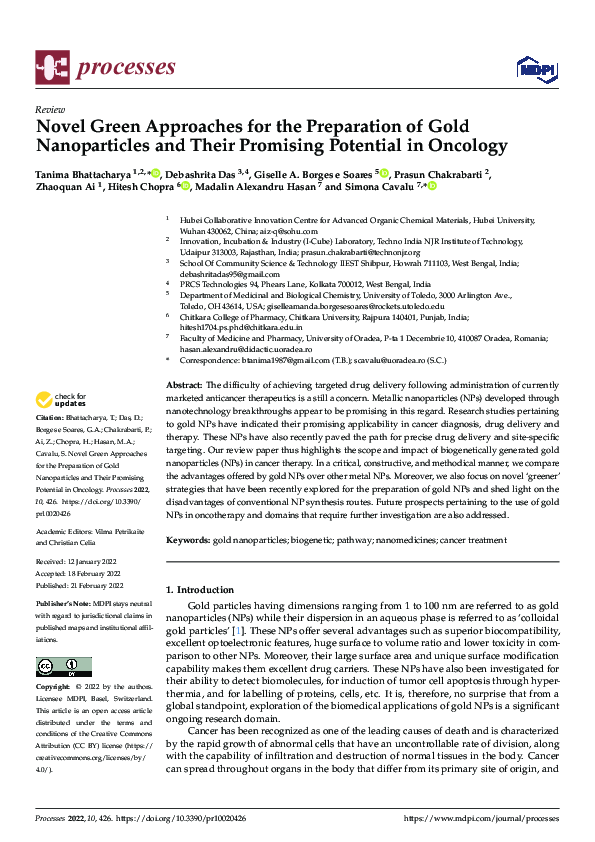(PDF) Novel Green Approaches for the Preparation of Gold Nanoparticles ...