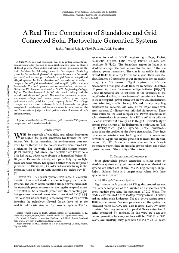 (PDF) A Real Time Comparison Of Standalone And Grid Connected Solar ...