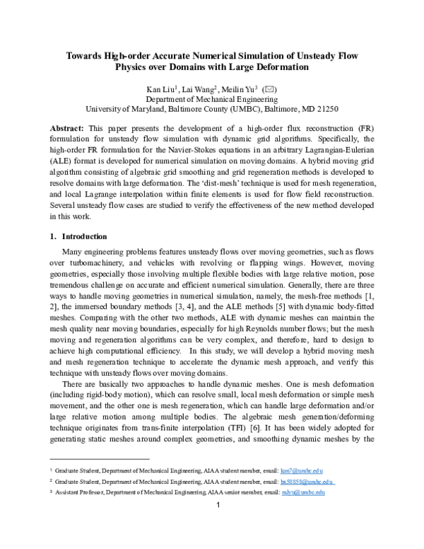 (PDF) Towards high-order accurate numerical simulation of unsteady flow ...
