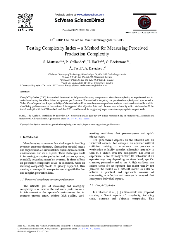 (PDF) Testing Complexity Index – a Method for Measuring Perceived ...
