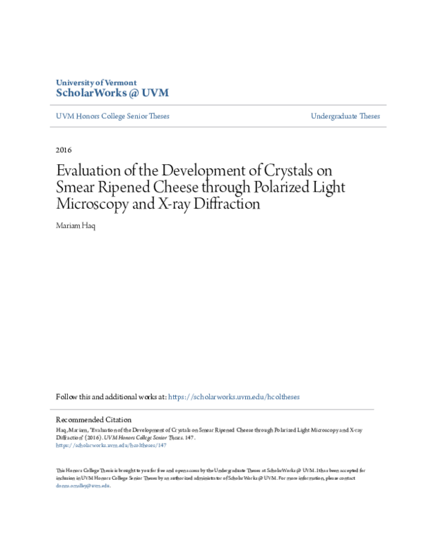 (PDF) Evaluation of the Development of Crystals on Smear Ripened Cheese ...