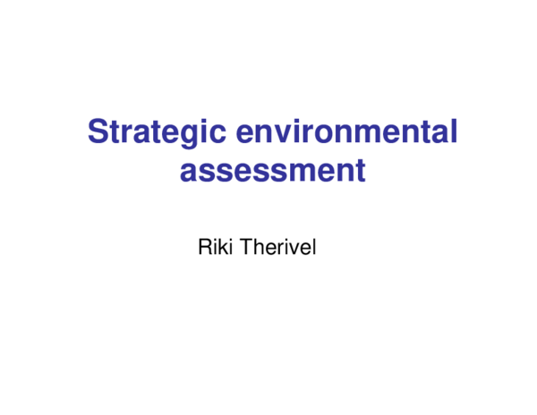 (PDF) Systems of strategic environmental assessment